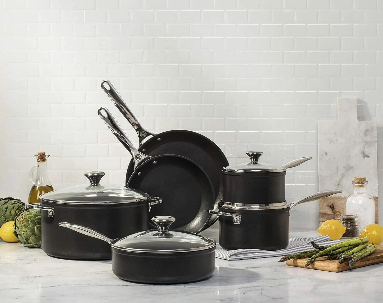 Le Creuset Toughened Nonstick PRO Cookware Set, 10 pc.,Grey