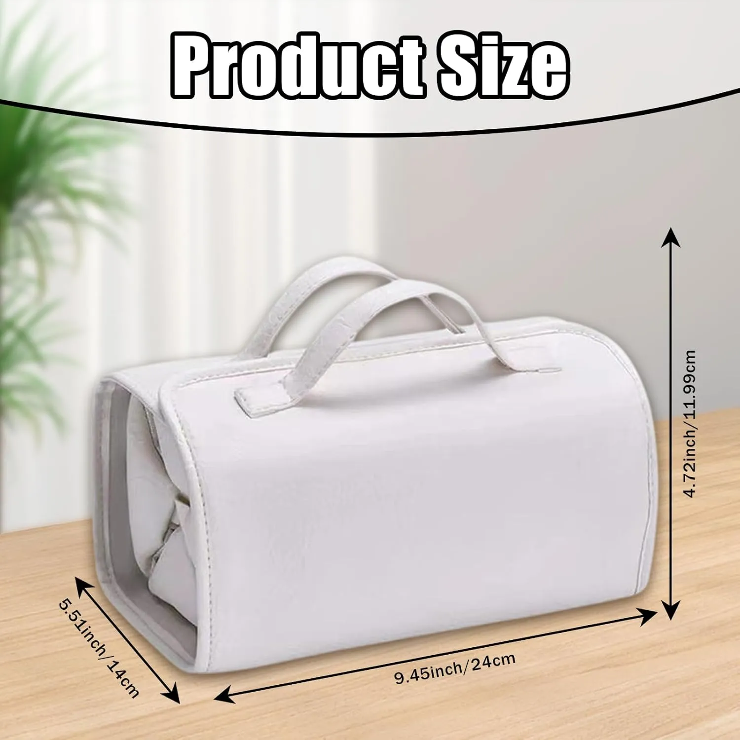Leather Waterproof Cosmetic Bag, Waterproof Travel Toiletry Bag 4 Detachable Clear Compartment, Roll Up Makeup 4-In-1 Pu Leather Makeup Organizer Bag with 4 Detachable Pouches (White)