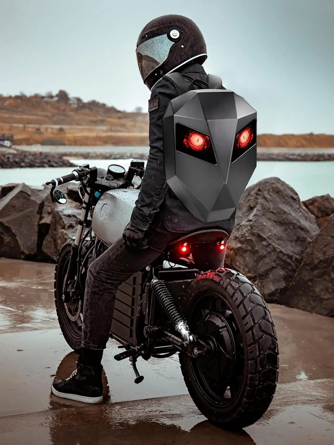 LED Motorcycle Backpack,Knight Backpack,Backpack with App Control,Programmable HD Color Display Screen Laptop Bag, 19 Inch Hard Shell Large Capacity Waterproof Riding Backpack