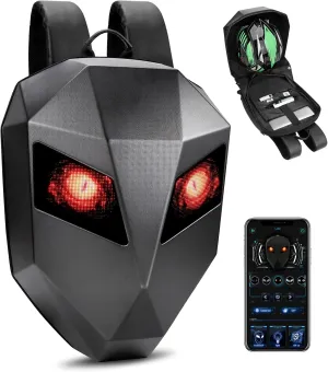 LED Motorcycle Backpack,Knight Backpack,Backpack with App Control,Programmable HD Color Display Screen Laptop Bag, 19 Inch Hard Shell Large Capacity Waterproof Riding Backpack