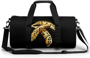Leopard Banana Novelty Large Duffel Bag Lightweight Gym Bag Travel Tote Bags