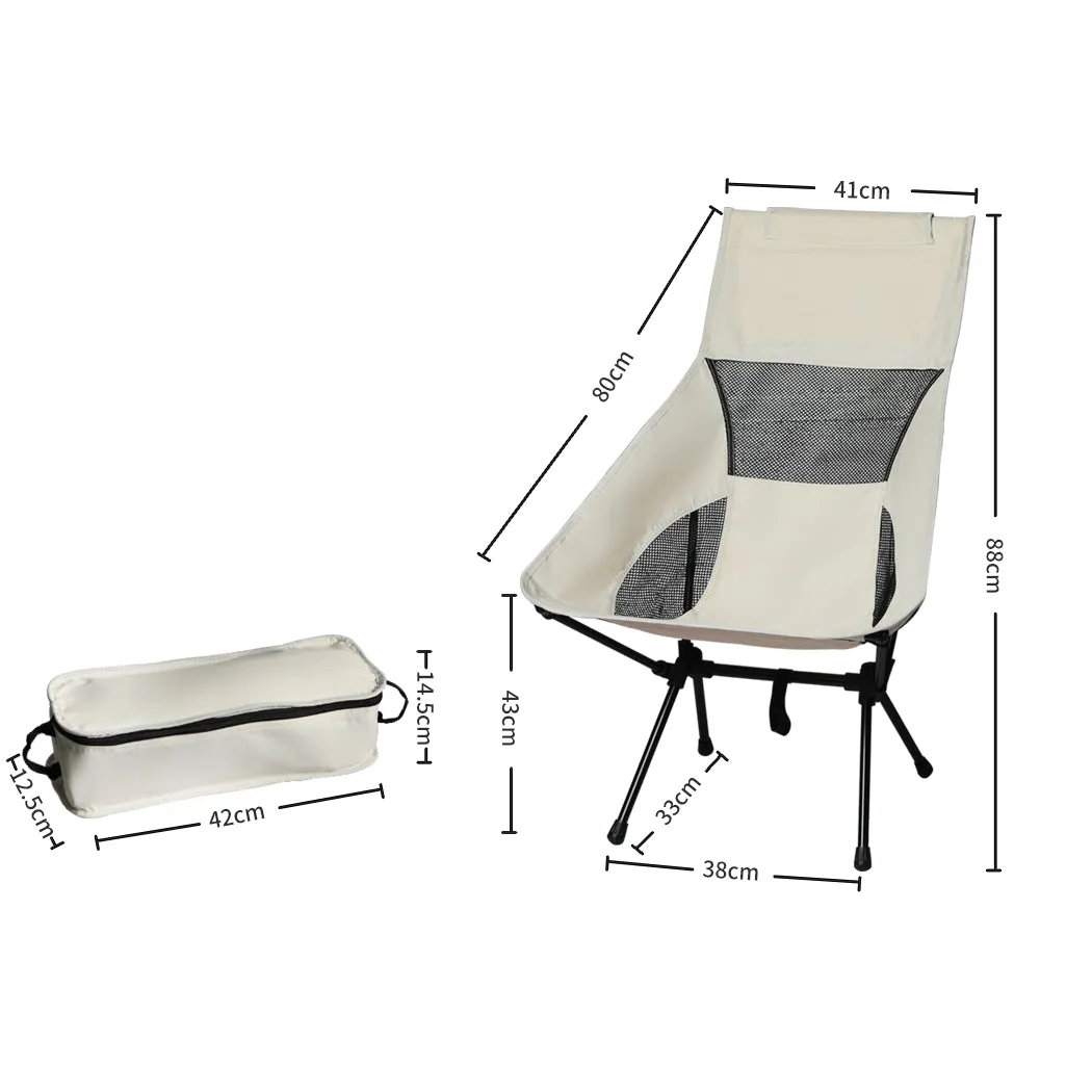 Levede Camping Chair Folding Outdoor Large Beige-QLD_Rural