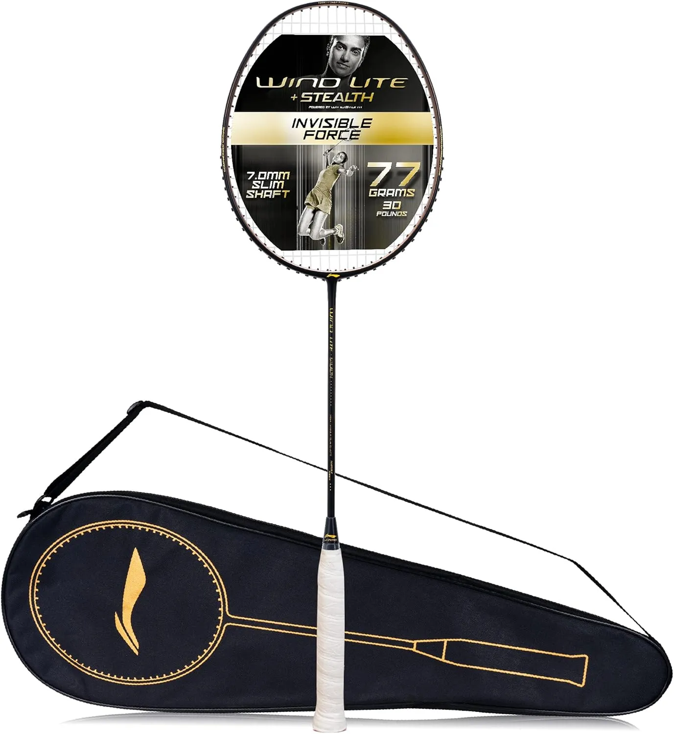 Li-Ning Wind Lite Stealth Carbon Fibre Strung Badminton Racket with Free Full Cover (Powered By Windstorm)