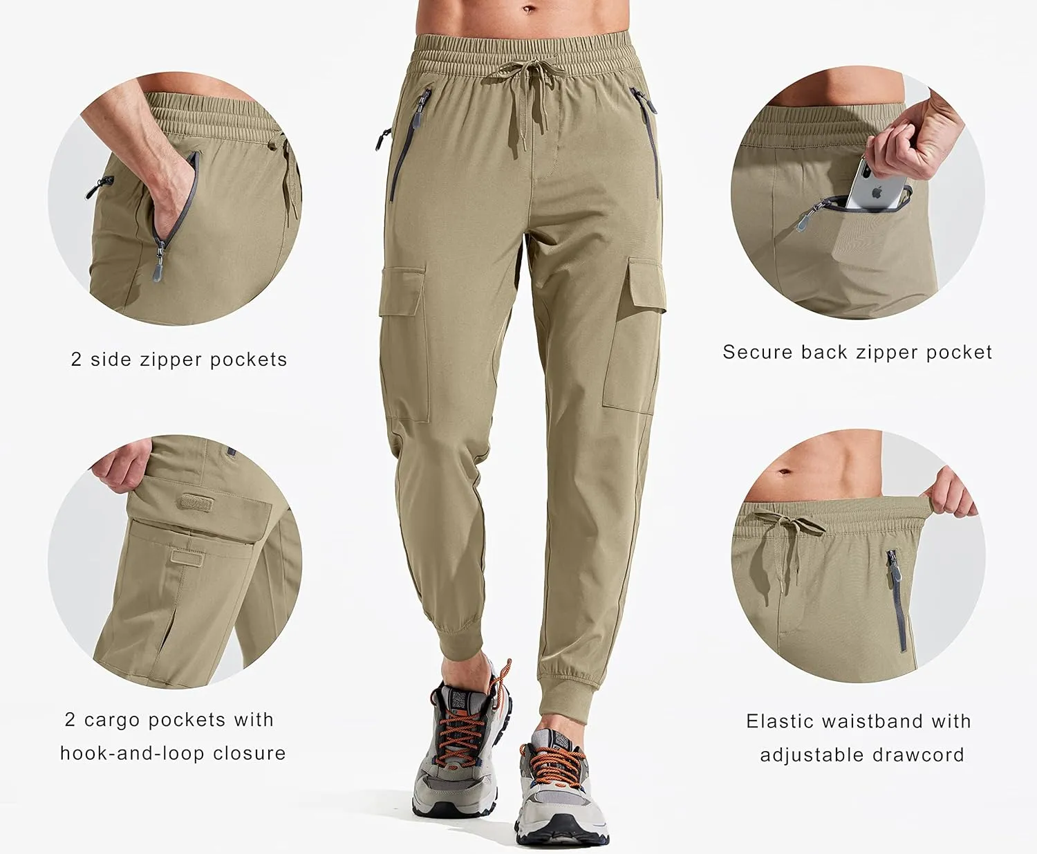 Libin Men's Lightweight Joggers Quick Dry Cargo Hiking Pants Track Running Workout Athletic Travel Casual Outdoor