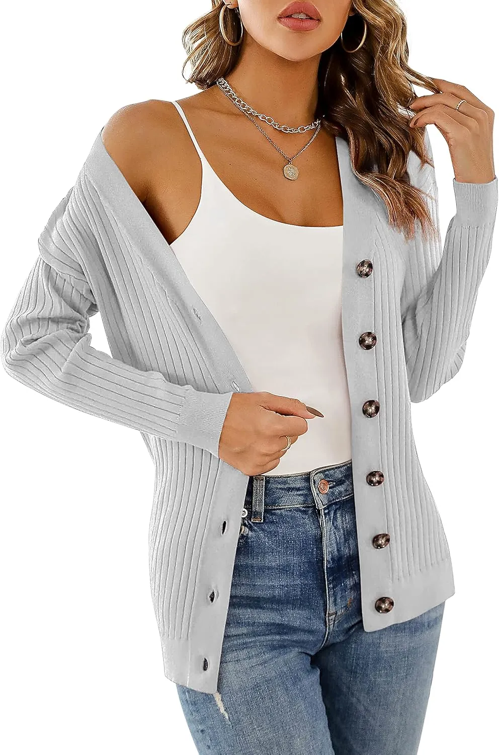 LIENRIDY Women's Knit Cardigan Long Sleeve Button Down Sweater Lightweight Cardigans, S-XL