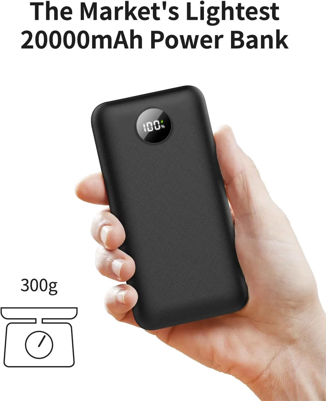 Lightest 5V 2A USB 20000mAh Heated Vest Battery Pack, Power Bank for Heated Jacket, Hoodies, Stadium Seats, Fast Recharging Portable Charge for Heated Clothing, Camping Chair (Black, 20000mAh)