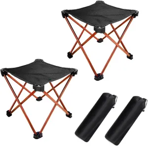 Lightweight Camping Stool 7075 Aluminum Small Folding Camping portable Chair with Carry Bag Retractable Backpacking Stool for Travel Camping Hiking Fishing Garden Work Picnic BBQ Outdoor（2 pcs）