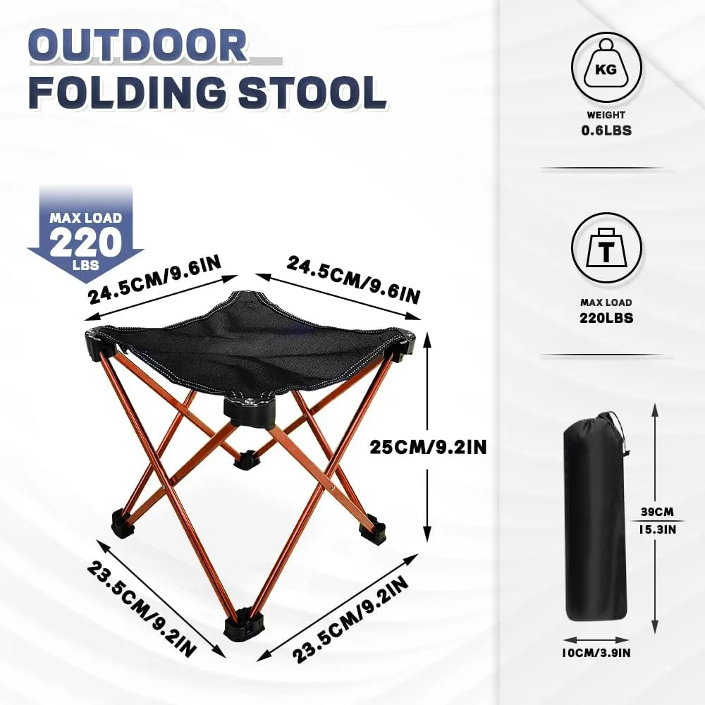 Lightweight Camping Stool 7075 Aluminum Small Folding Camping portable Chair with Carry Bag Retractable Backpacking Stool for Travel Camping Hiking Fishing Garden Work Picnic BBQ Outdoor（2 pcs）