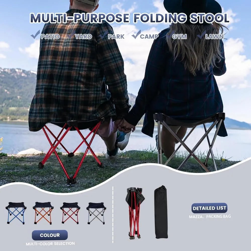 Lightweight Camping Stool 7075 Aluminum Small Folding Camping portable Chair with Carry Bag Retractable Backpacking Stool for Travel Camping Hiking Fishing Garden Work Picnic BBQ Outdoor（2 pcs）