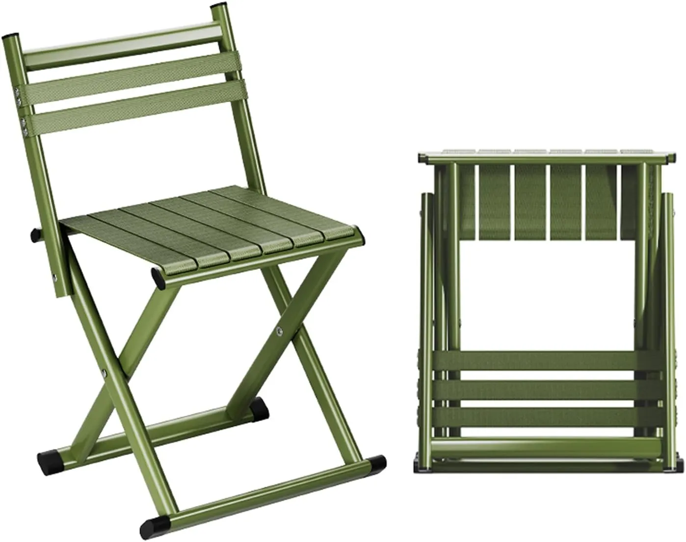 Lightweight Folding Chair - Folding Chair Camping, Thickened Seat Fabric, with A Load-bearing Capacity of 150kg, Suitable for Outdoor Activities Such As Camping, Fishing, and Travel, Green