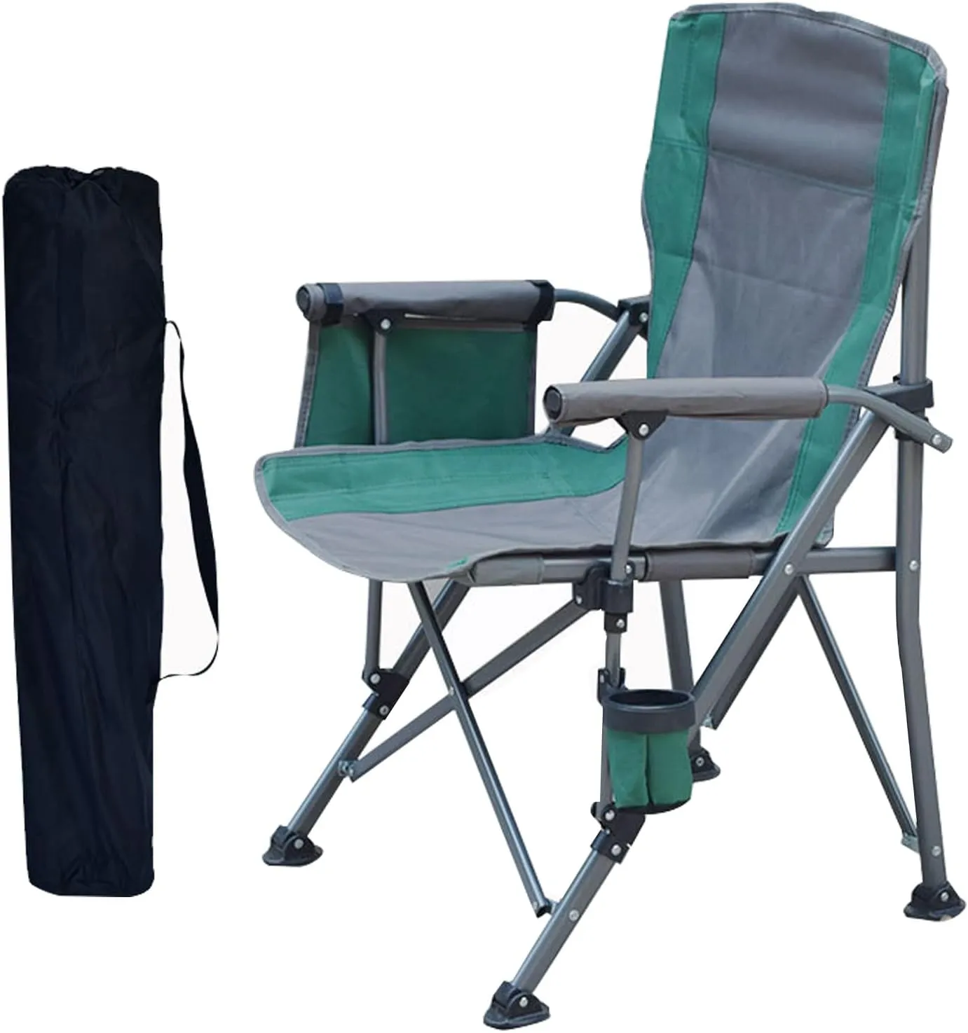 Lightweight Folding Outdoor Beach Camp Chair with Cup Holder, Large Portable Folding Lawn Chairs for Adults, 330lbs Capacity, for Fishing, Hiking, Picnic, Travel, Carry Bag,Gray b