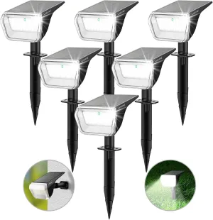 Linkind Solar Spot Lights Outdoor, 60 LEDs Solar Lights Outdoor Waterproof IP67 with 30% Conversion Rate, Ideal for Landscape, Garden, Yard, Pathway (6 Pack, Cool White)