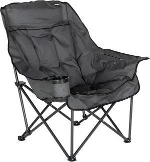 Lippert Big Bear Dark Grey Heated Folding Camping Chair with Power Bank, Two Heat Zones, 400-lb. Weight Capacity, 600D Polyester Fabric, High-Loft Cushioning, Zippered Carrying Bag - 2024043334