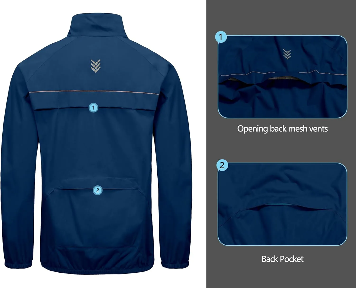 Little Donkey Andy Men's Cycling Jacket, Waterproof Lightweight Windbreaker, Packable