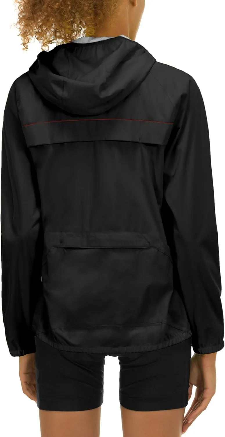 Little Donkey Andy Women's Lightweight Rain Cycling Stretch Jacket with Hood, Windproof and Waterproof, Ultralight Packable