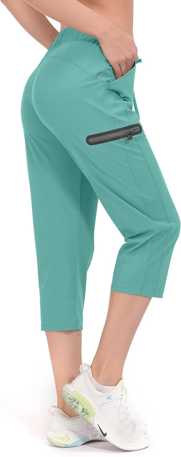 Little Donkey Andy Women's Ultra-Stretch Quick Dry Lightweight Ankle Pants Drawstring Active Travel Hiking