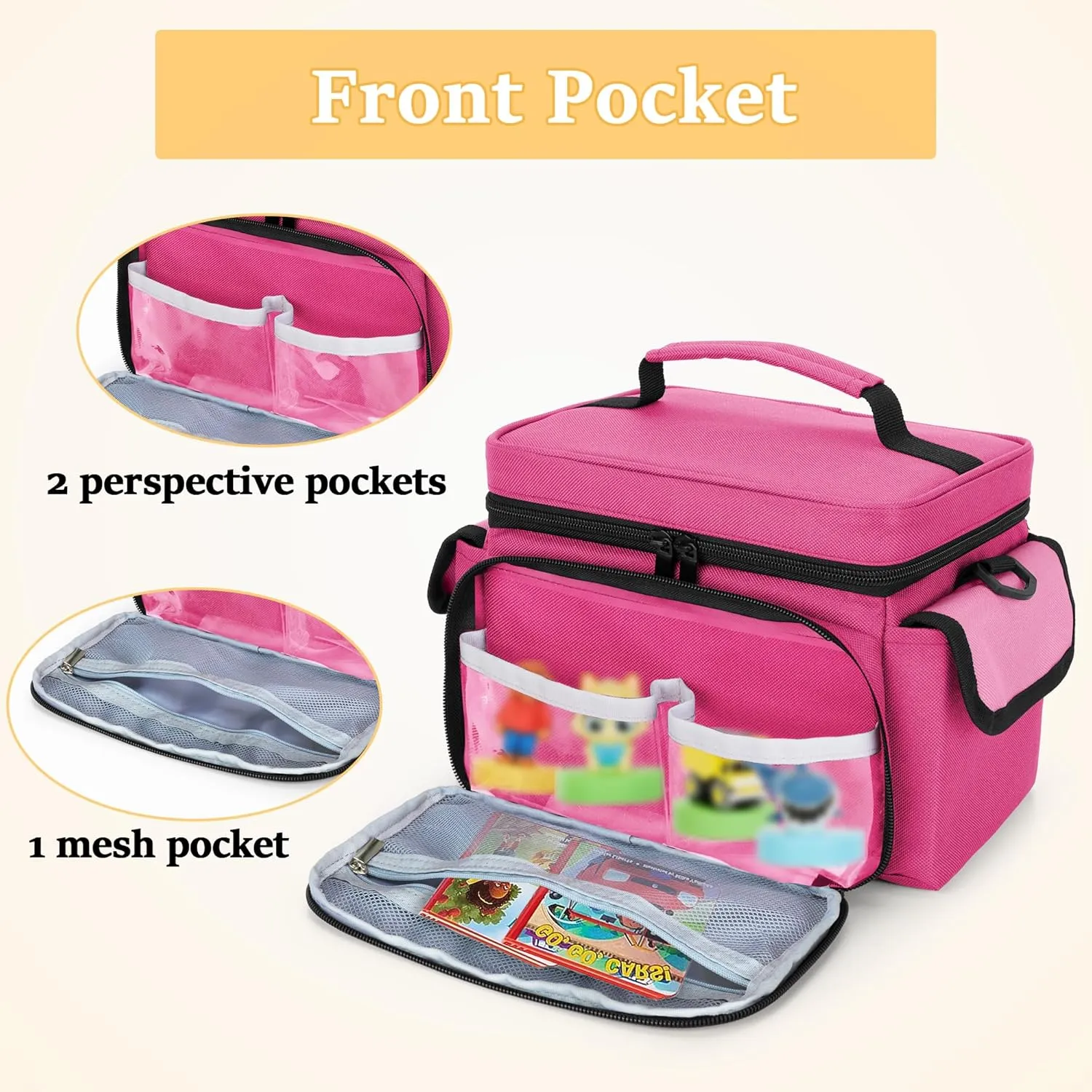 LoDrid Carrying Bag Compatible with Little Tikes Story Dream Machine Starter Set, Portable Storage Case for Books and Accessories with Handle and Shoulder Strap, Rose Red, Bag Only (Patent Design)