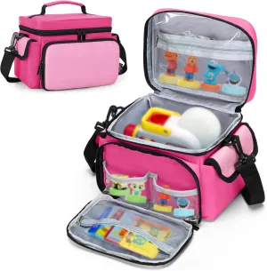 LoDrid Carrying Bag Compatible with Little Tikes Story Dream Machine Starter Set, Portable Storage Case for Books and Accessories with Handle and Shoulder Strap, Rose Red, Bag Only (Patent Design)