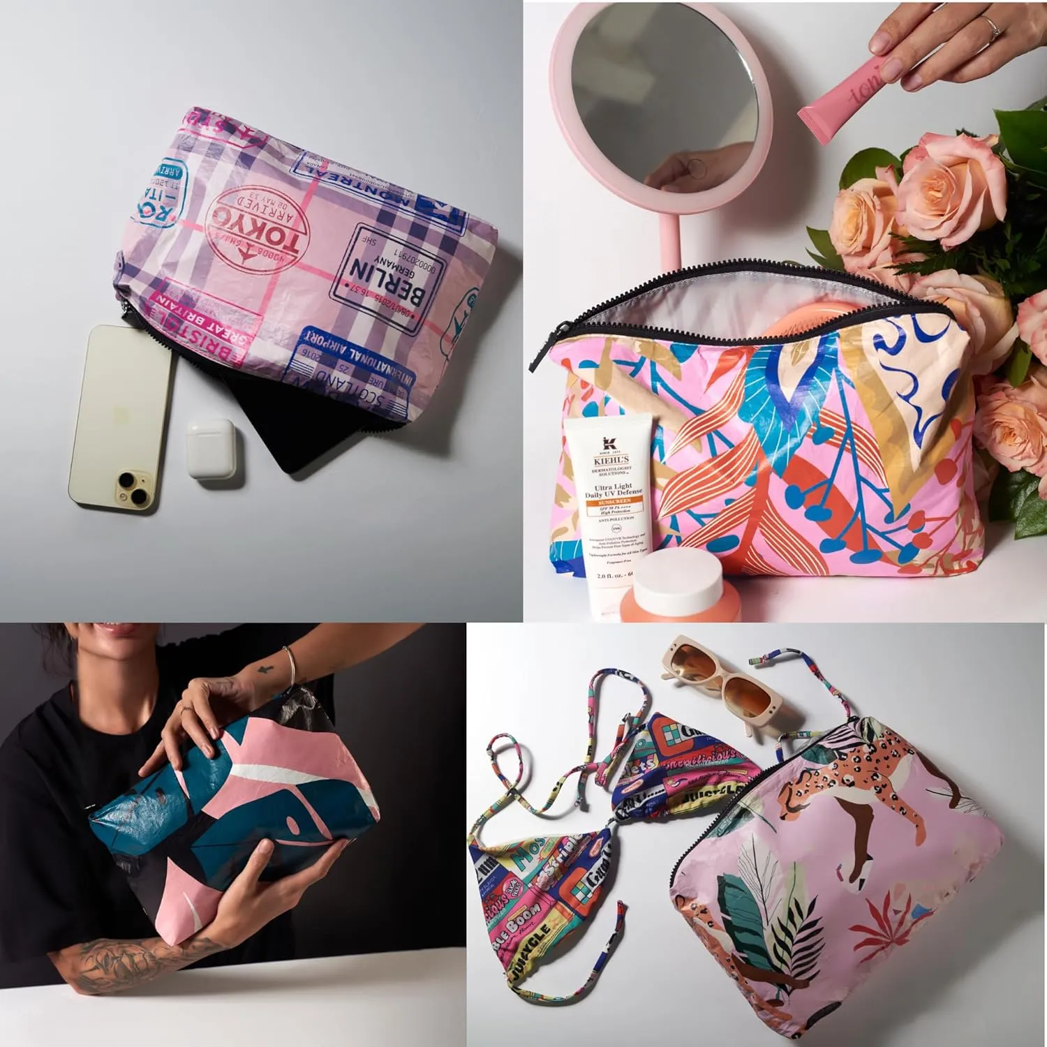 L'OLGA COLLECTION Mid Pouch|Lightweight Reusable Makeup Pouch, Toiletries |Splash-proof Cosmetic Bag, Packable & Travel Waterproof Beach Swimsuit Bathing Suit Bikini Zipper Pouch Gift for her