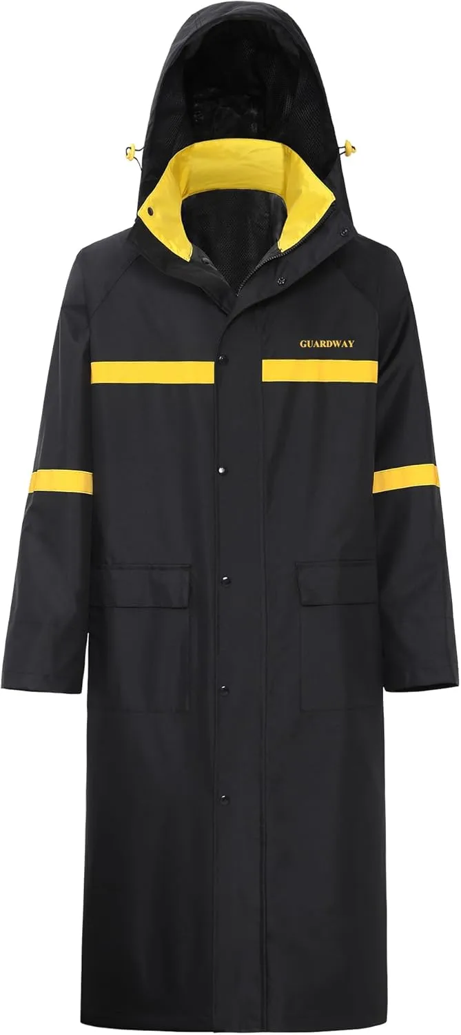 Long Raincoats Black Waterproof Hooded Rain Jacket Breathable Packable Poncho for Men Outdoor Activities and Work (US, Alpha, XX-Large, Regular, Regular, Black)