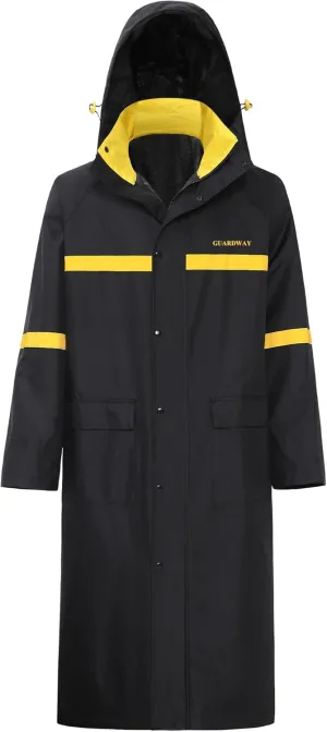 Long Raincoats Black Waterproof Hooded Rain Jacket Breathable Packable Poncho for Men Outdoor Activities and Work (US, Alpha, XX-Large, Regular, Regular, Black)