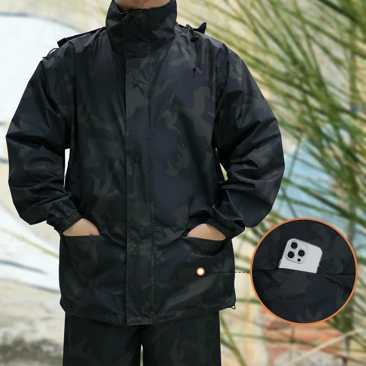 LOOGU Men's Lightweight Waterproof Rain Coat with Breathable Hood