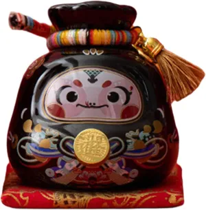 Lucky Bag Piggy Bank Organizer,Saving Bank Money Bag Statue with Cushion Money Saving Box for Farmhouse Desk Housewarming, Black