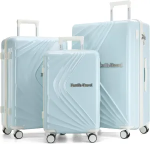 Luggage Set 3 Piece wiht Spinner Wheel TSA lock, PC ABS Durable Hardshell Suitcase Sets, Carry on Suitcase with USB Port and Phone Holder (Sky Blue, 20in24in28in)