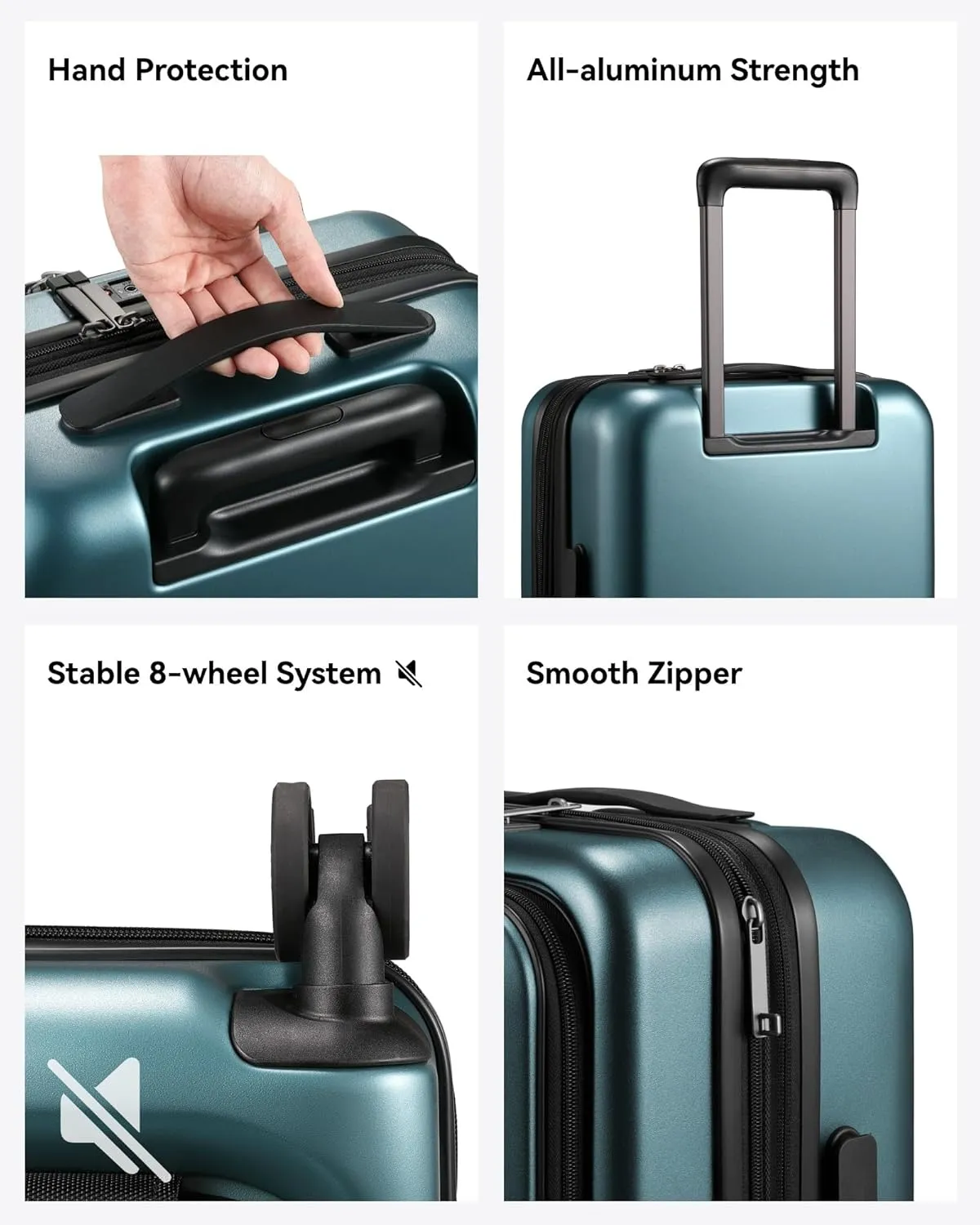 LUGGEX Luggage Sets 2 Piece, 20 Inch Carry On Luggage with USB Port and 28 Inch Checked Luggage with Front Opening, Expandable Suitcase TSA Approve (Teal, 20/28)
