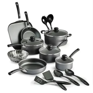 LunaLulink Impressive variety 18 Steel Non-stick Cookware Piece Set, Flawless Gray