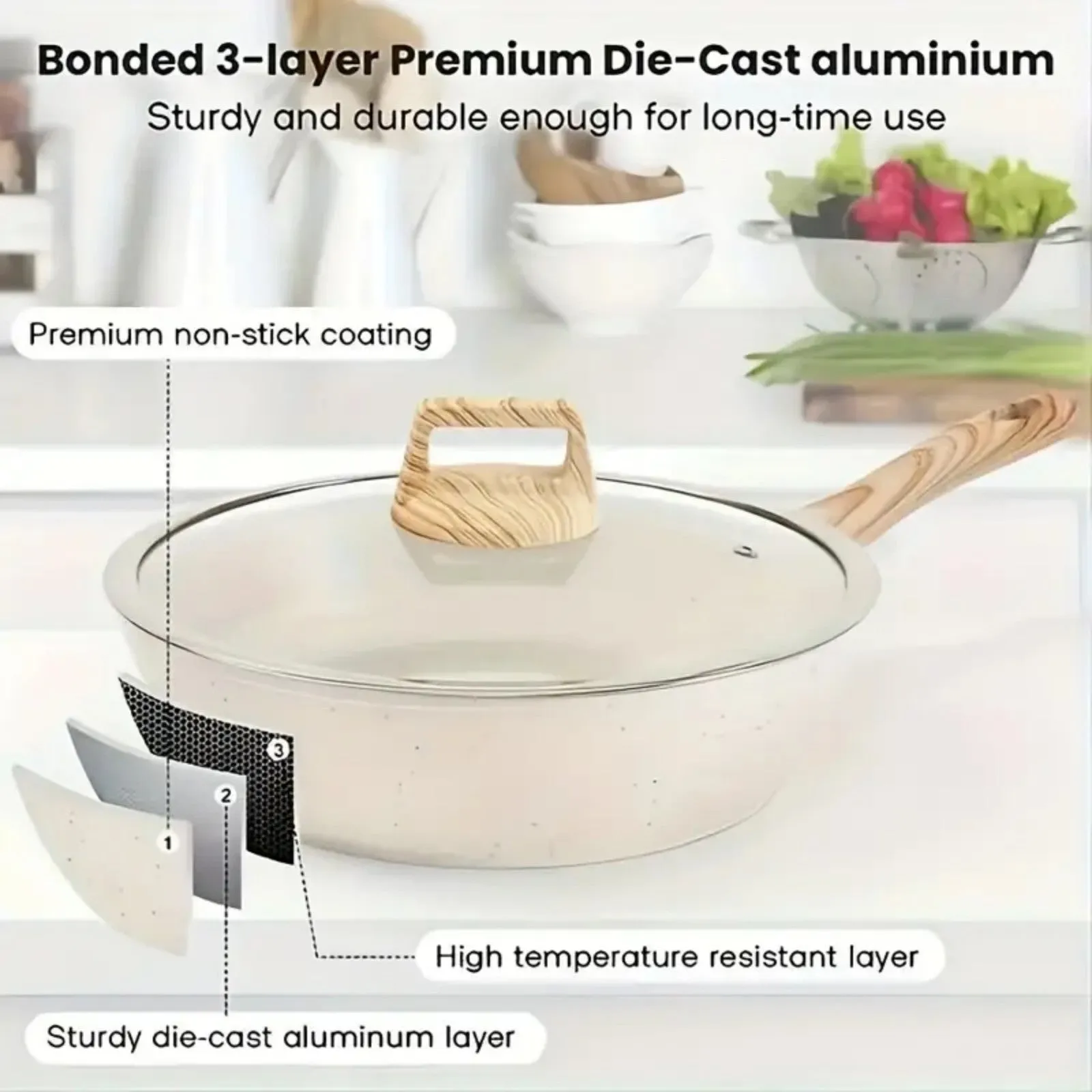 LunaLulink Tongs Nonstick Comprehensive assistance Pan, Reduced with Set Granite Spatula Frying Silicone and Cooking Skillet, 12-Piece Steamer,