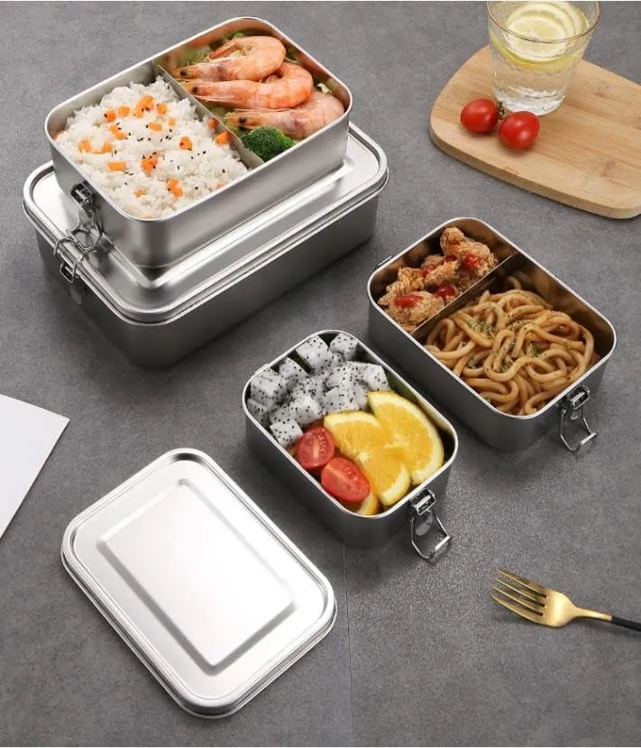 Lunch Box 850ML Camping Portable Square Stainless Steel Lunch Box 1PC(B)