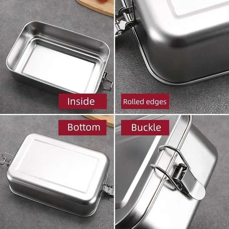 Lunch Box 850ML Camping Portable Square Stainless Steel Lunch Box 1PC(B)