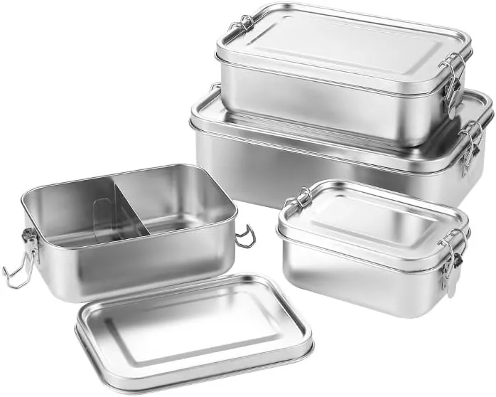 Lunch Box 850ML Camping Portable Square Stainless Steel Lunch Box 1PC(B)