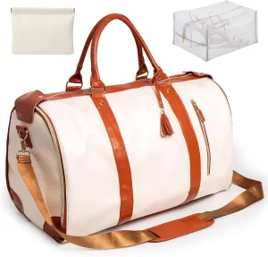 Luxe Mega Bag, Luxe Mega Travel Bag with Waterproof Shoe Bag, Foldable Garment Travel Bag Waterproof (Beige, Classic)