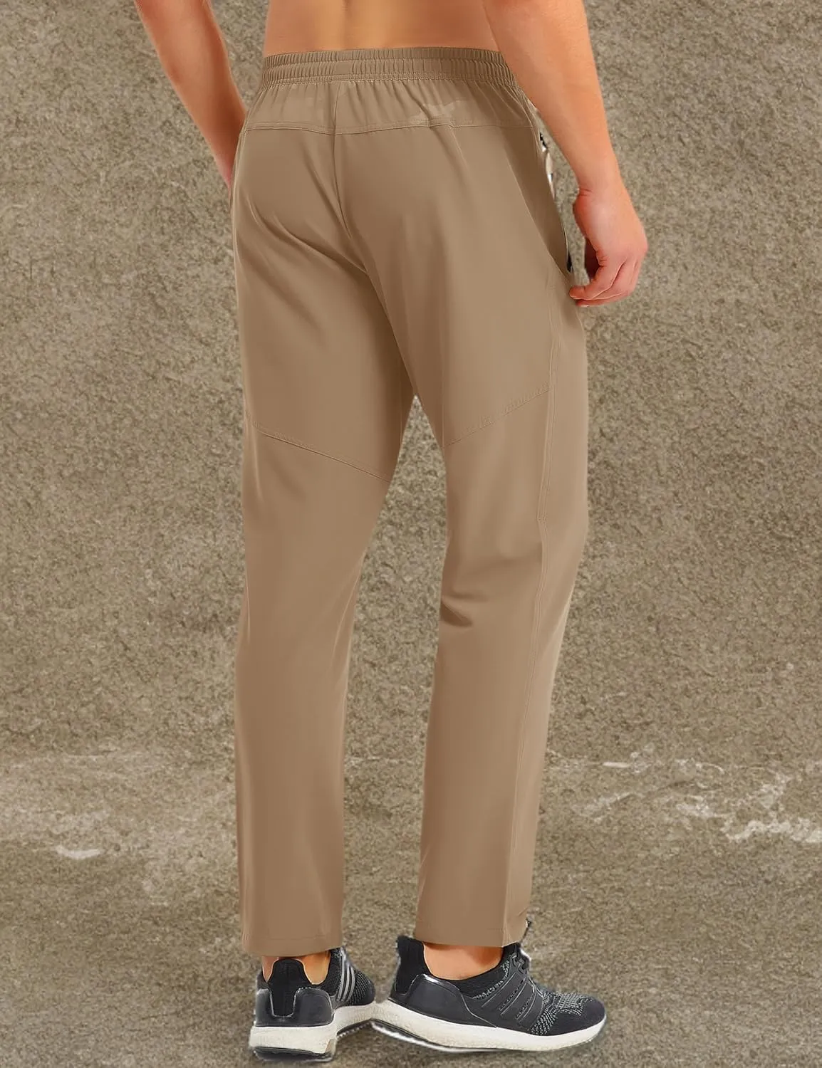 MAGCOMSEN Men's Lightweight Hiking Pants Quick Dry Running Pants with Zipper Pockets Open Bottom Sweatpants Workout