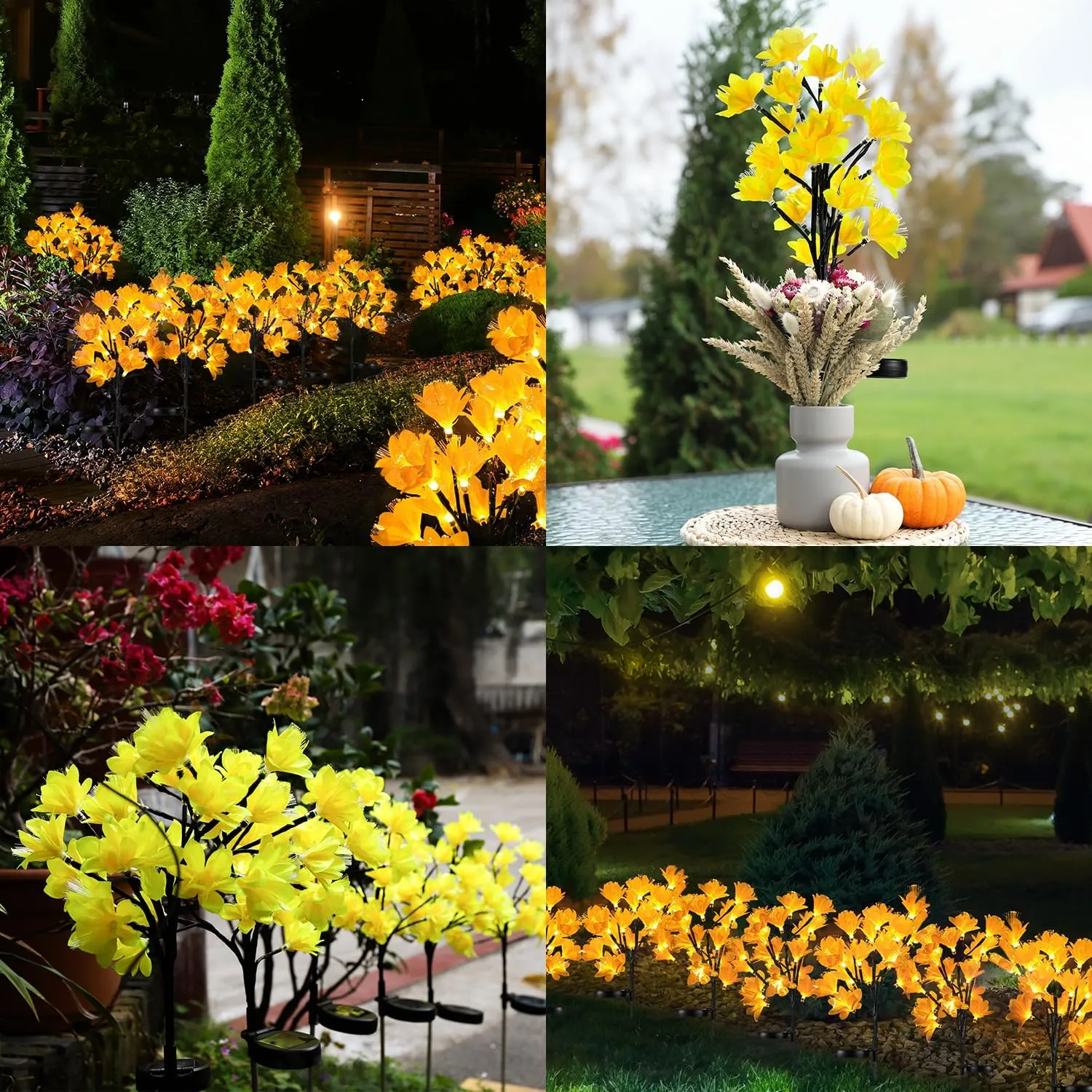 MAGGIFT Solar Lights Outdoor Garden Decorative Flowers, Waterproof Solar Garden Lights with 20 Yellow Lily Flowers,LED Solar Powered Landscape Lights for Yard Garden Patio (Yellow, 4Pack)