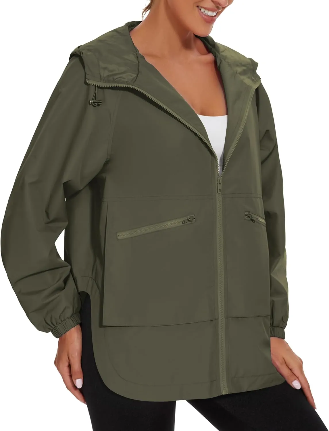 MAKARTHY Rain Jacket Women Waterproof Lightweight Jacket With Hood Packable Raincoat with Pockets S-XXXL
