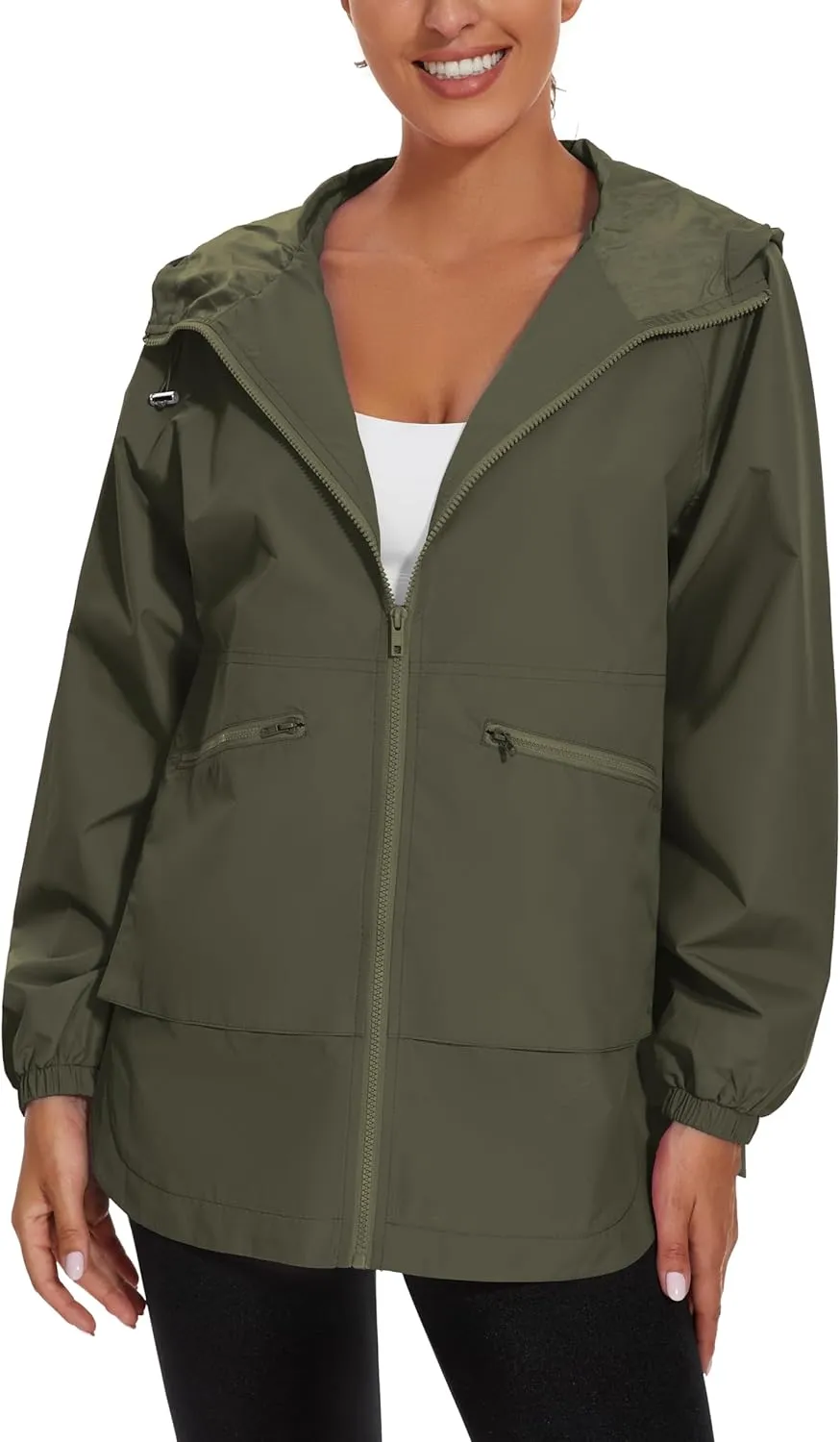 MAKARTHY Rain Jacket Women Waterproof Lightweight Jacket With Hood Packable Raincoat with Pockets S-XXXL