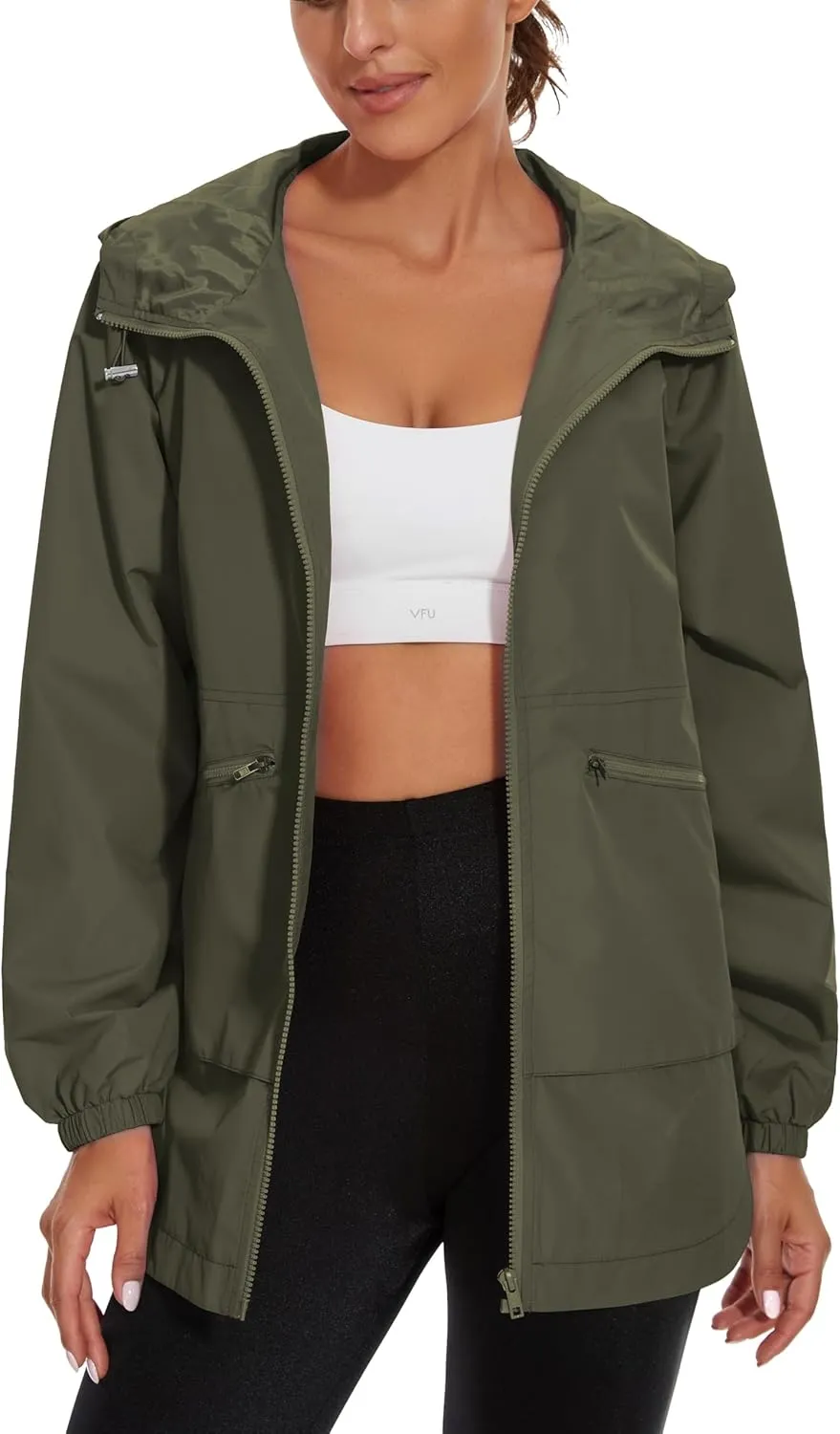 MAKARTHY Rain Jacket Women Waterproof Lightweight Jacket With Hood Packable Raincoat with Pockets S-XXXL