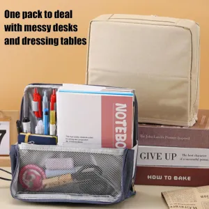 Makeup Bag, Standing Makeup Bag – Portable, Large Capacity Waterproof Makeup Organizer with Compartments Travel Home Use (Gray)