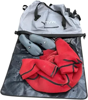 Malo'o 3-in-1 Wetsuit Changing Bag – Integrated changing mat, wetsuit watertight carry bag and XL 60 Liter Roll-Top Dry Bag. Surfing, Paddle-Boarding