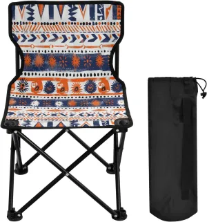 Mandala Colorful Flower Pattern Portable Outdoor Folding Chair Anti-Slip Padded Oxford Cloth Stool Camping Chair Small for Beach Hiking Fishing Gardening Quad Camp Chair