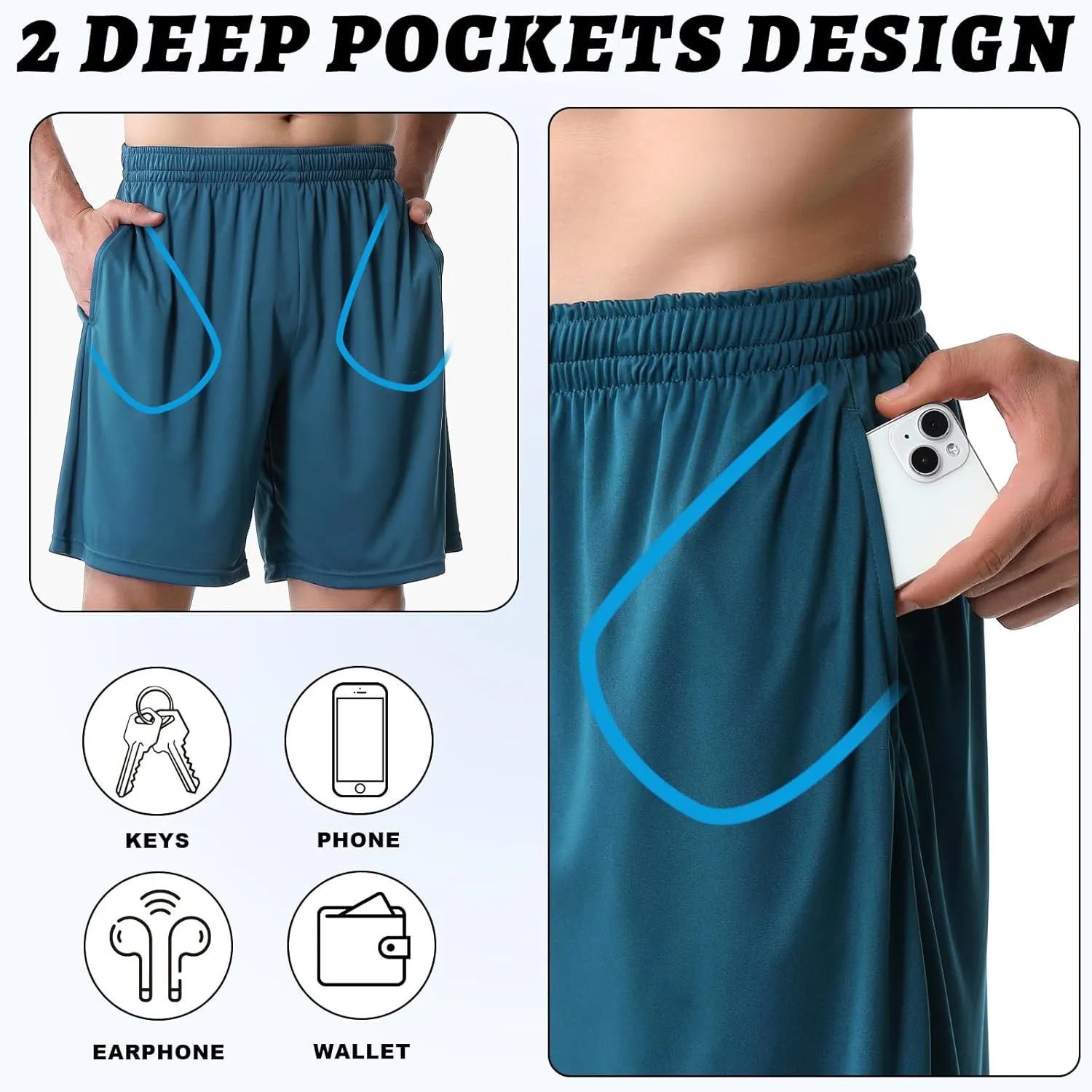 Mans Athletic Gym Shorts - Quick Dry Lightweight Training Shorts