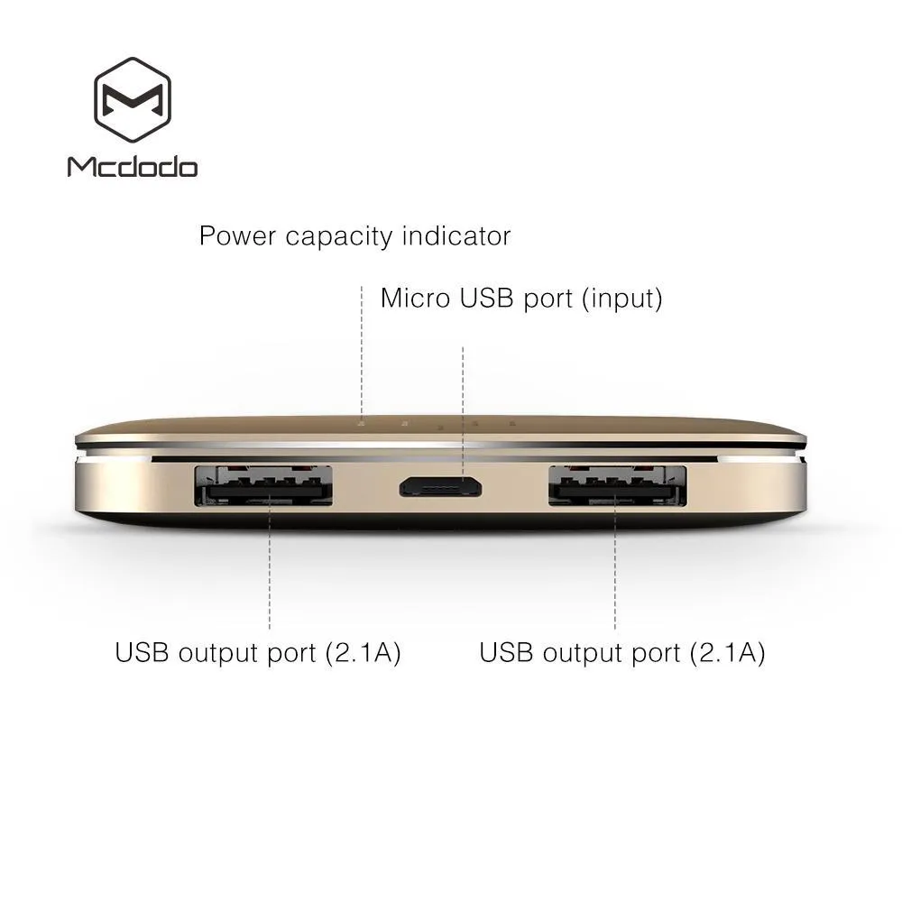 Mcdodo Aluminum Alloy Dual USB Ports 10000mAh Power Bank