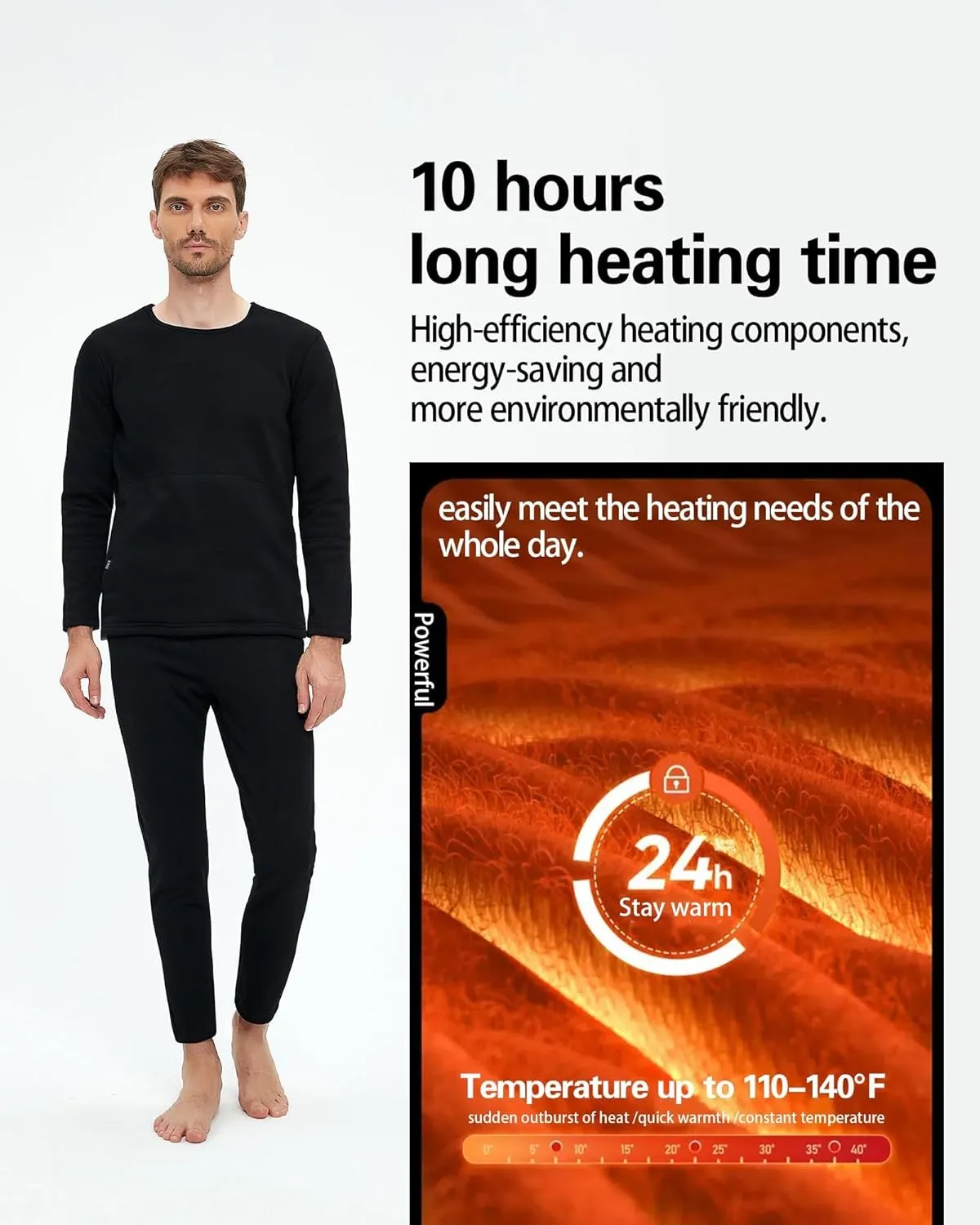 Men Women Electric Heated Underwear Set 22 Heating Zones,Electric Heating Thermal Underwear, Winter Hunting Gear