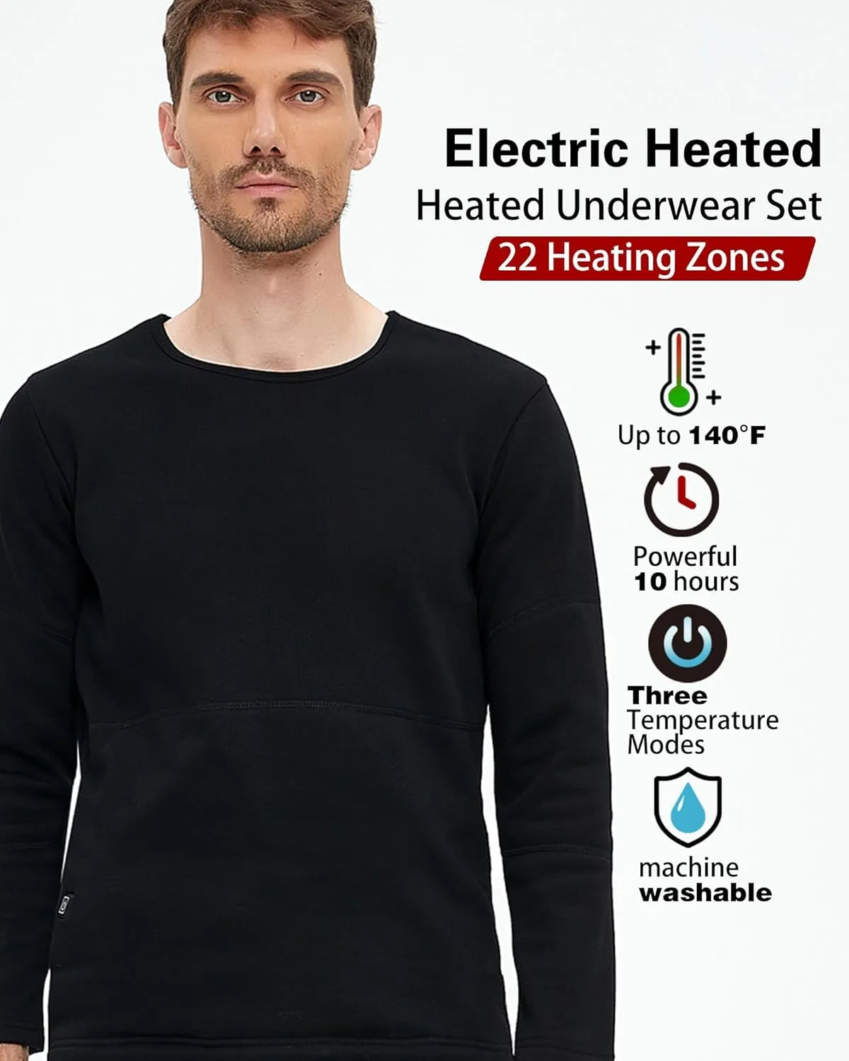 Men Women Electric Heated Underwear Set 22 Heating Zones,Electric Heating Thermal Underwear, Winter Hunting Gear