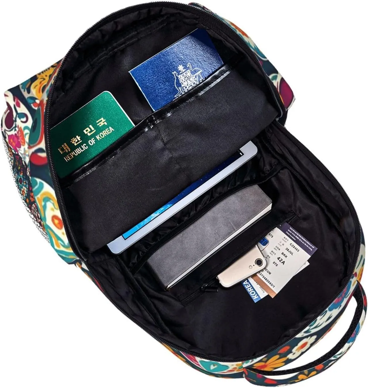 Men Women Lightweight Day Of The Dead Sugar Skull Art Backpack Large Capacity Carry On Bag With Padded Straps for Sports Work Walking Cycling