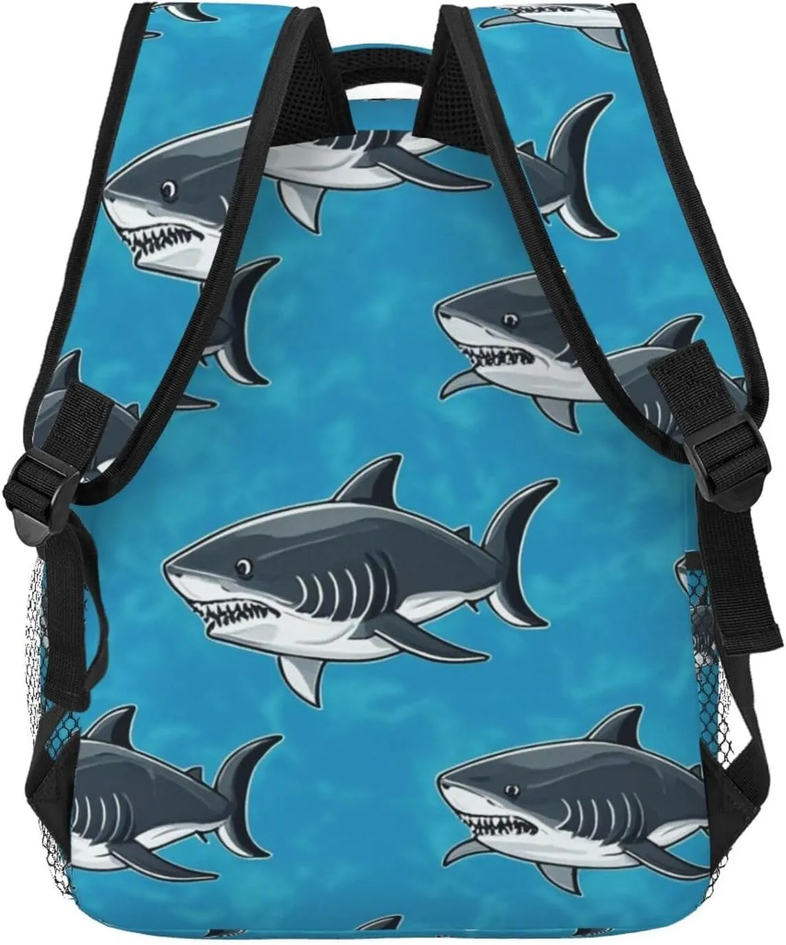 Men Women Lightweight Ocean Sea Shark Fish Art Backpack Large Capacity Carry On Bag With Padded Straps for Sports Work Walking Cycling