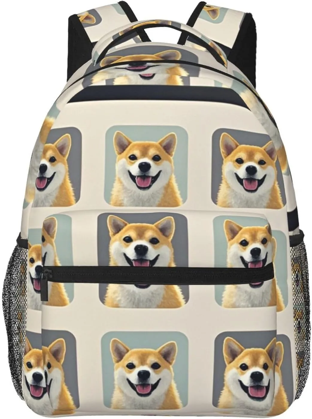 Men Women Polyester Corgi Dog Lovers Art Daypack Bookbag Big Capacity Shoulder Bag With Padded Straps for Climbing Travel Walking Cycling